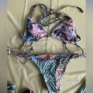 RACHEL Rachel Roy Tropical Print Bikini - Green and Pink